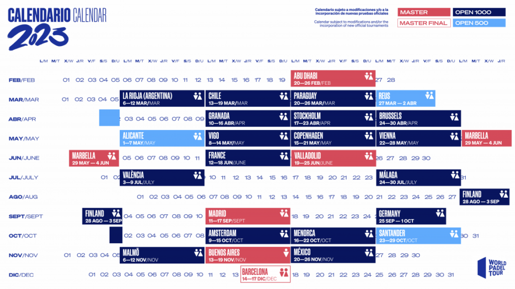 World Padel Tour 2023 Calendar
